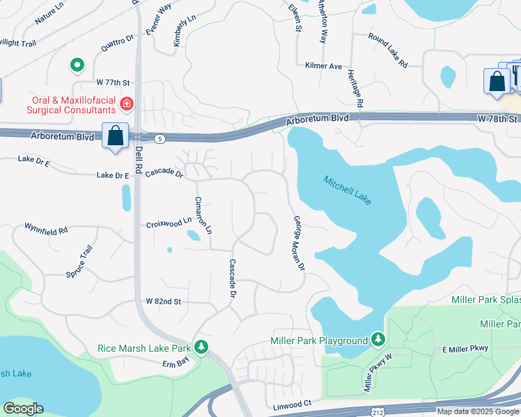 map of restaurants, bars, coffee shops, grocery stores, and more near 17682 Steading Road in Eden Prairie