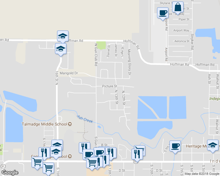 map of restaurants, bars, coffee shops, grocery stores, and more near 1335 Picture Street in Independence