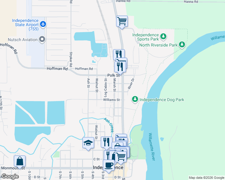 map of restaurants, bars, coffee shops, grocery stores, and more near 222 1/2 Picture Street in Independence