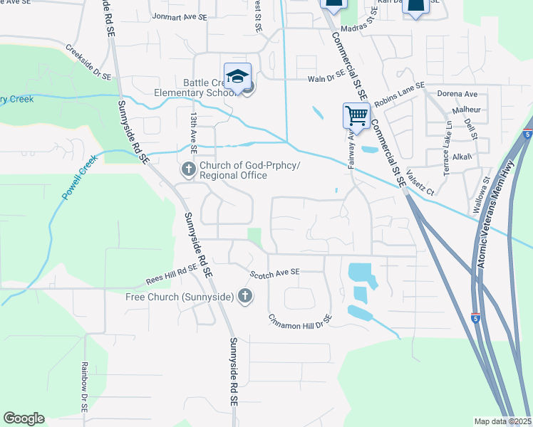 map of restaurants, bars, coffee shops, grocery stores, and more near 6629 Huntington Circle Southeast in Salem