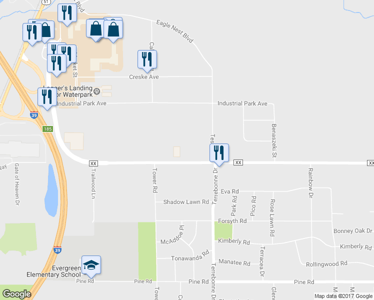 map of restaurants, bars, coffee shops, grocery stores, and more near 1750 County Road XX in Rothschild