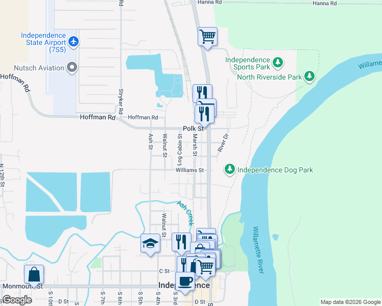 map of restaurants, bars, coffee shops, grocery stores, and more near 222 1/2 Picture Street in Independence