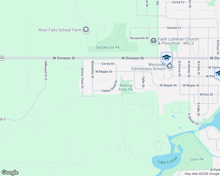map of restaurants, bars, coffee shops, grocery stores, and more near 1646 Valley Quail Drive in River Falls