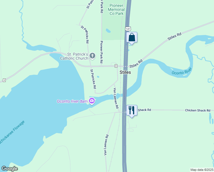 map of restaurants, bars, coffee shops, grocery stores, and more near 5830 Saint Patricks Road in Lena