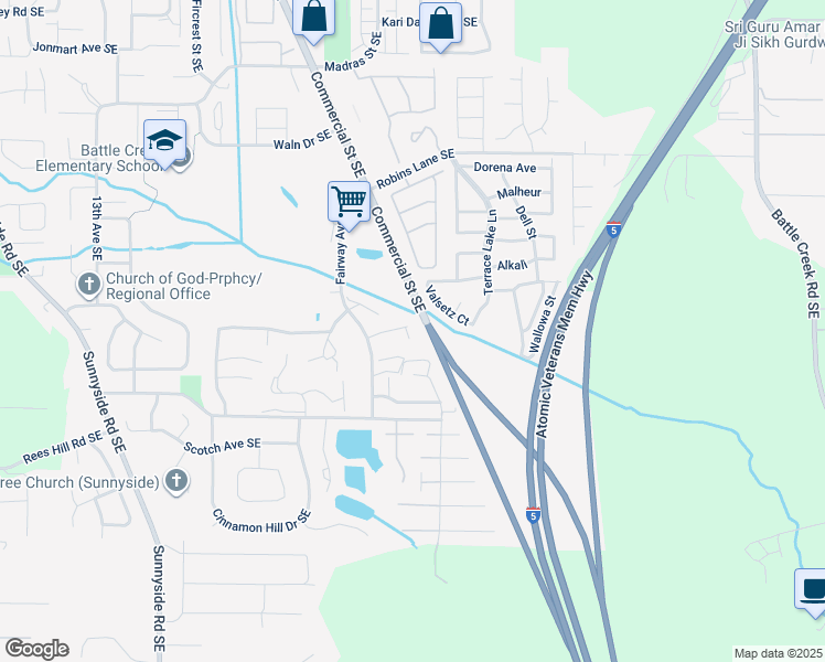 map of restaurants, bars, coffee shops, grocery stores, and more near 1996 Spicetree Lane Southeast in Salem