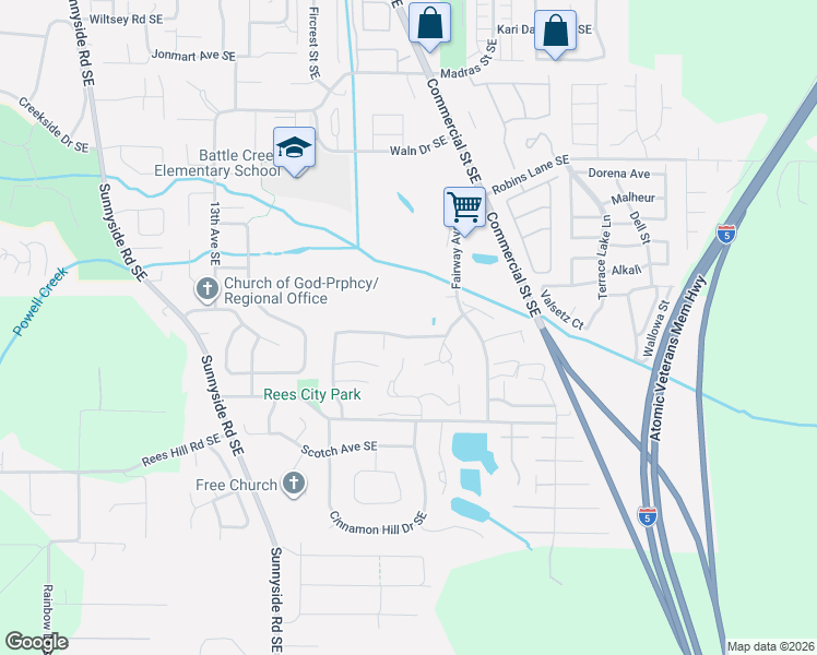 map of restaurants, bars, coffee shops, grocery stores, and more near 1823 Lexington Circle Southeast in Salem