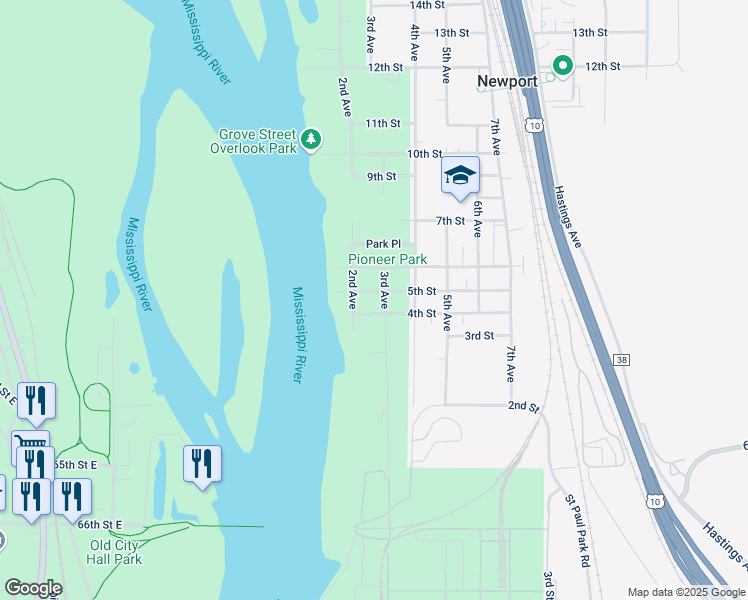 map of restaurants, bars, coffee shops, grocery stores, and more near 512 2nd Avenue in Newport
