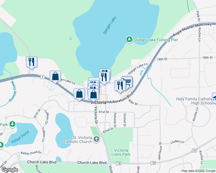 map of restaurants, bars, coffee shops, grocery stores, and more near in Victoria