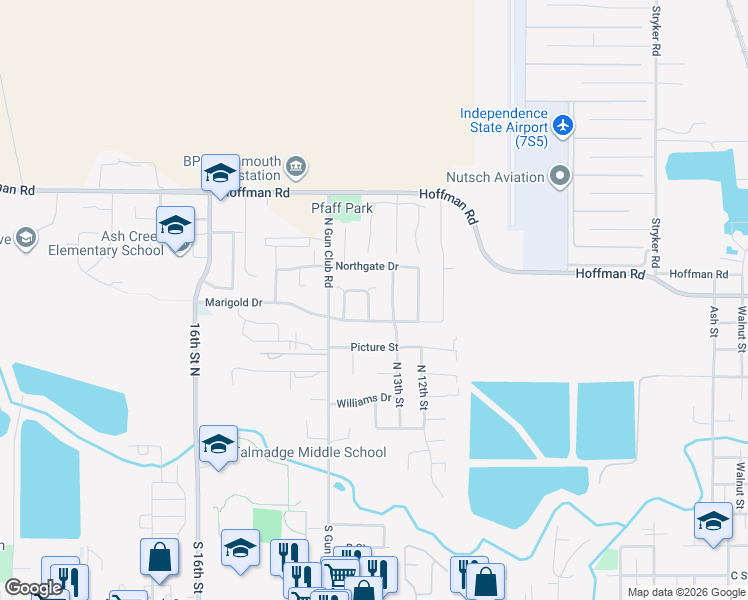 map of restaurants, bars, coffee shops, grocery stores, and more near 621 Jasmine Circle in Independence