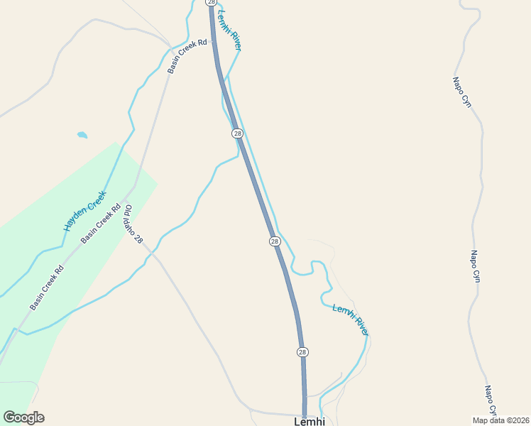 map of restaurants, bars, coffee shops, grocery stores, and more near Highway 28 in Lemhi