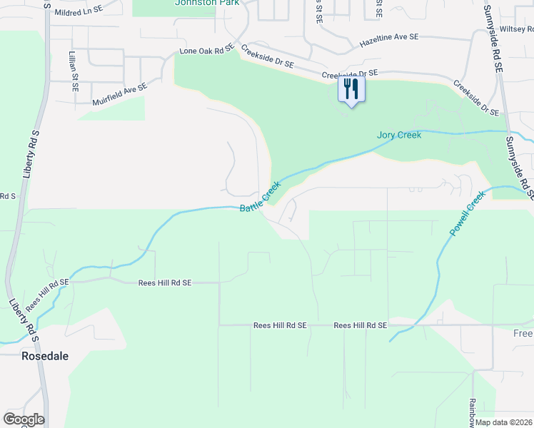 map of restaurants, bars, coffee shops, grocery stores, and more near 6504 Lone Oak Road Southeast in Salem