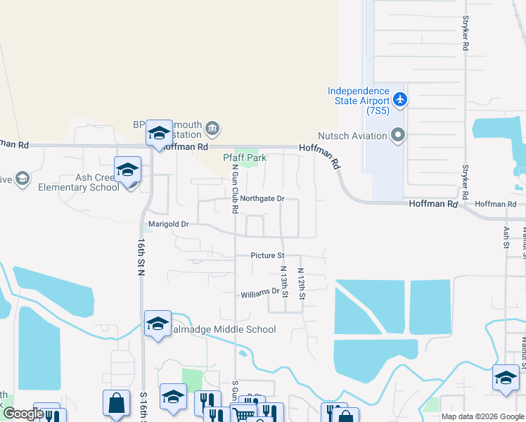 map of restaurants, bars, coffee shops, grocery stores, and more near 621 Jasmine Circle in Independence