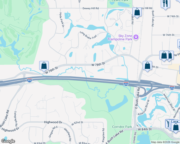 map of restaurants, bars, coffee shops, grocery stores, and more near State Highway 5 in Minneapolis