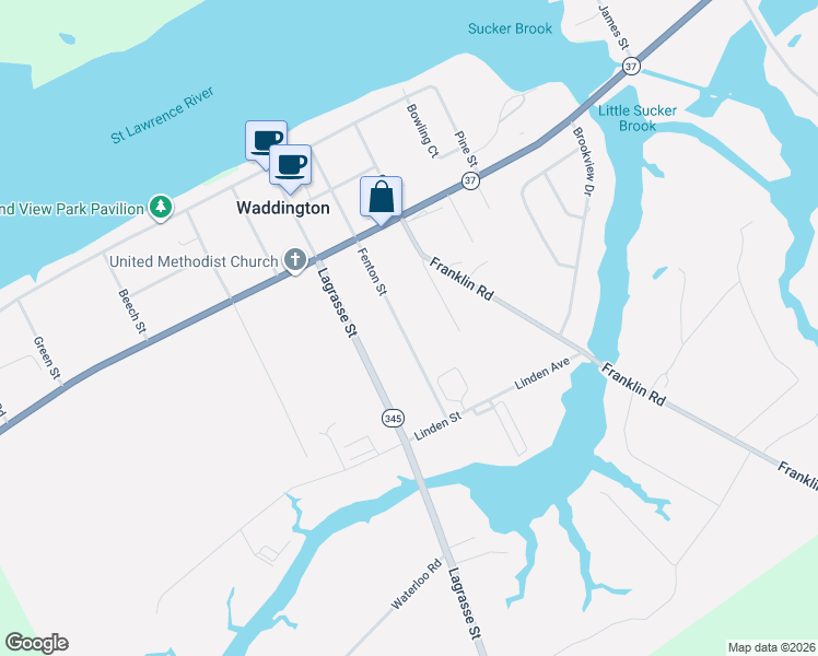 map of restaurants, bars, coffee shops, grocery stores, and more near 45 Lagrasse St in Waddington