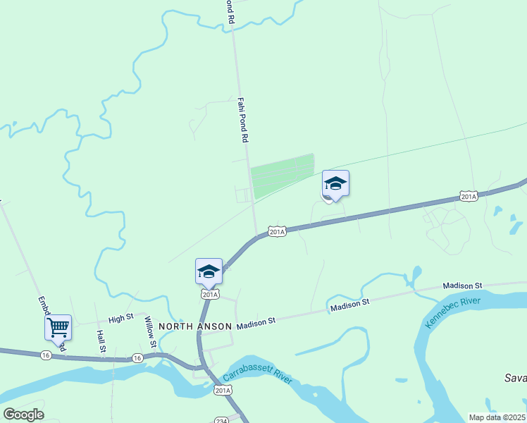 map of restaurants, bars, coffee shops, grocery stores, and more near 2 Pleasant Street in Anson