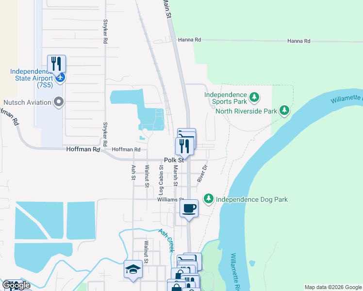 map of restaurants, bars, coffee shops, grocery stores, and more near 890 North Main Street in Independence