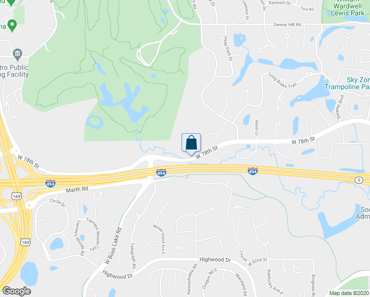 map of restaurants, bars, coffee shops, grocery stores, and more near 7500 West 78th Street in Minneapolis