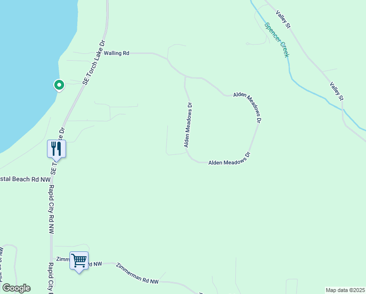 map of restaurants, bars, coffee shops, grocery stores, and more near 8912 Alden Meadows Drive in Alden