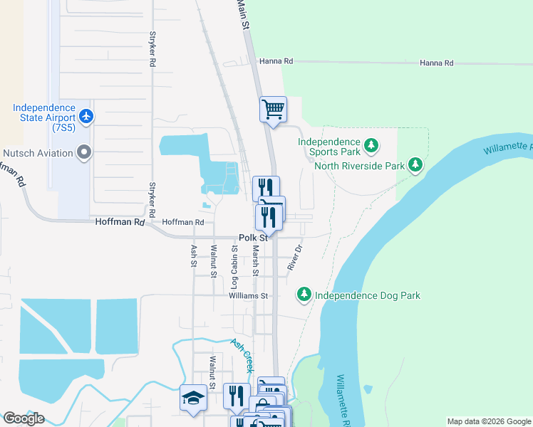 map of restaurants, bars, coffee shops, grocery stores, and more near 890 North Main Street in Independence