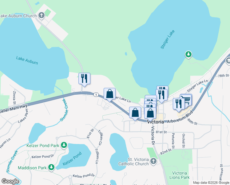 map of restaurants, bars, coffee shops, grocery stores, and more near in Victoria