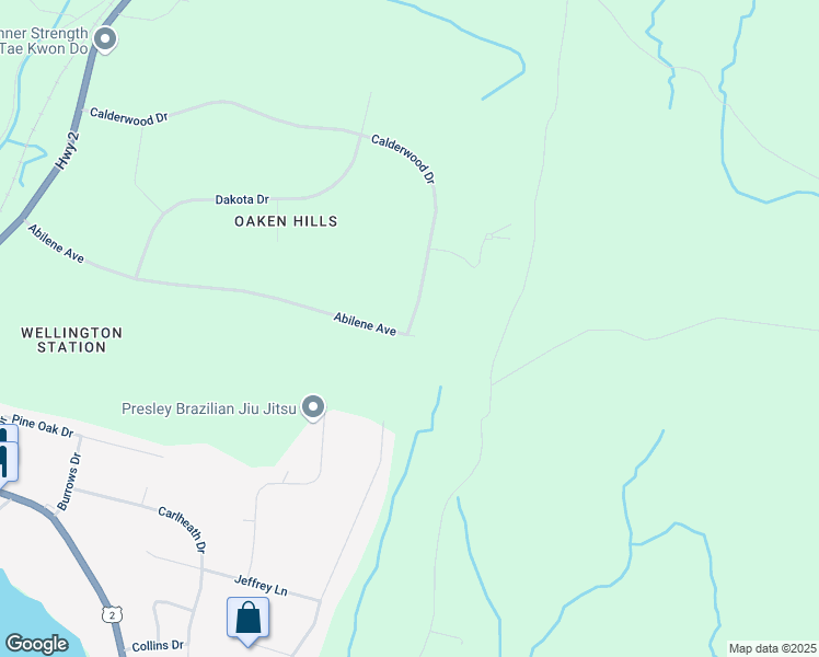 map of restaurants, bars, coffee shops, grocery stores, and more near Calderwood Drive in Wellington