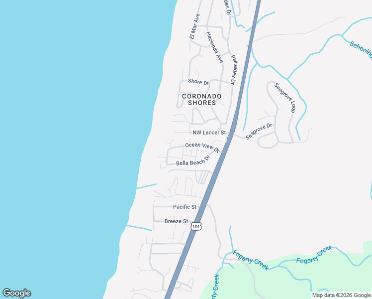 map of restaurants, bars, coffee shops, grocery stores, and more near 320 Ocean View Street in Depoe Bay