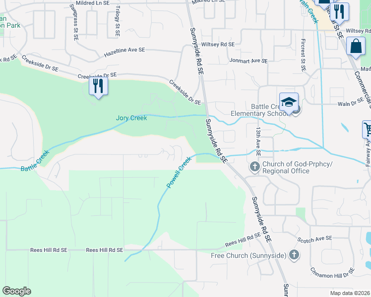 map of restaurants, bars, coffee shops, grocery stores, and more near 948 Sahalee Court Southeast in Salem