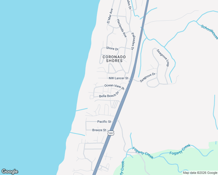 map of restaurants, bars, coffee shops, grocery stores, and more near 320 Ocean View Street in Depoe Bay