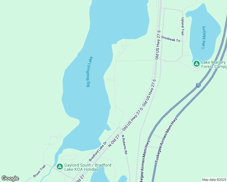 map of restaurants, bars, coffee shops, grocery stores, and more near Bradford Drive in Otsego