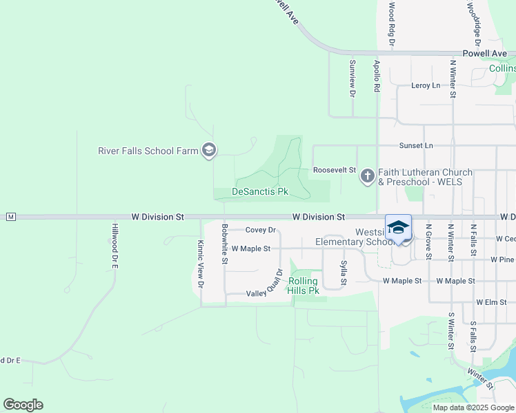 map of restaurants, bars, coffee shops, grocery stores, and more near 1570 DeSanctis Place in River Falls