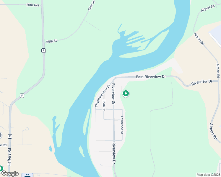 map of restaurants, bars, coffee shops, grocery stores, and more near 3816 Riverview Drive in Eau Claire