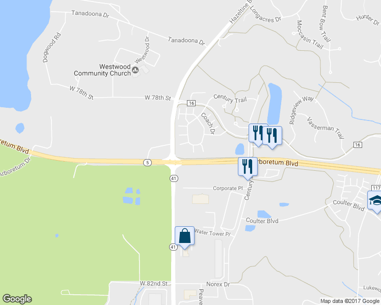 map of restaurants, bars, coffee shops, grocery stores, and more near 7792 Village Place in Chanhassen