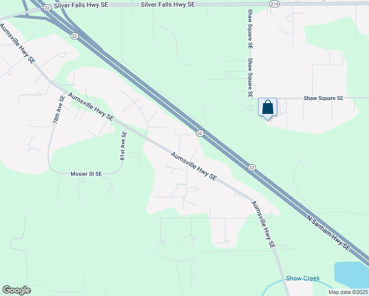 map of restaurants, bars, coffee shops, grocery stores, and more near 8365 Aumsville Highway Southeast in Salem