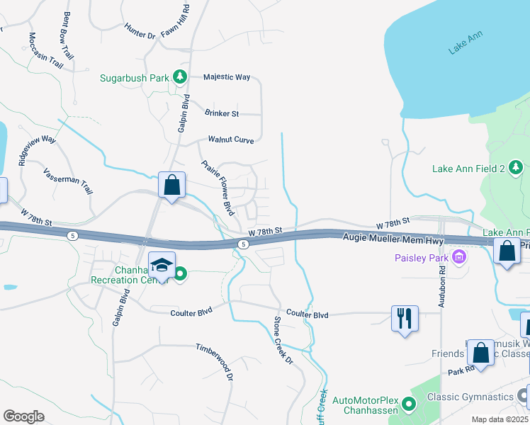 map of restaurants, bars, coffee shops, grocery stores, and more near 2020 Blue Sage Lane East in Chanhassen