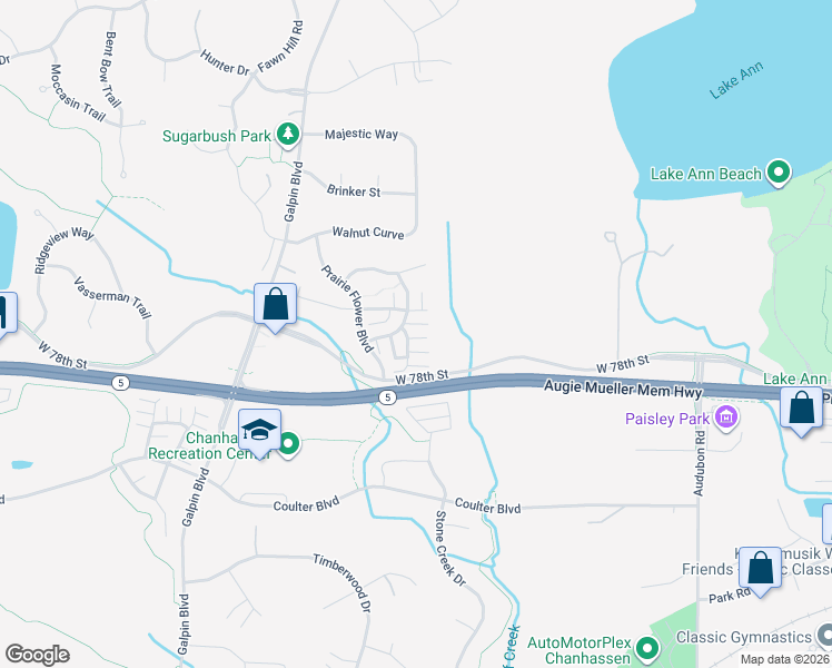 map of restaurants, bars, coffee shops, grocery stores, and more near 2030 Poppy Drive in Chanhassen