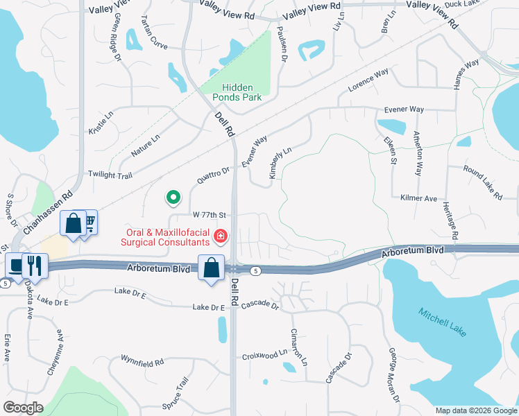 map of restaurants, bars, coffee shops, grocery stores, and more near 18376 Cattail Court in Eden Prairie