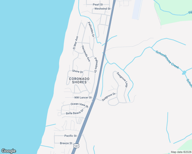 map of restaurants, bars, coffee shops, grocery stores, and more near Oregon Coast Highway in Lincoln City