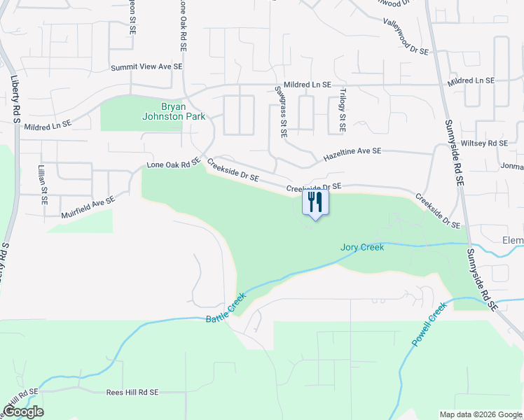 map of restaurants, bars, coffee shops, grocery stores, and more near 6201-6299 Club House Drive Southeast in Salem
