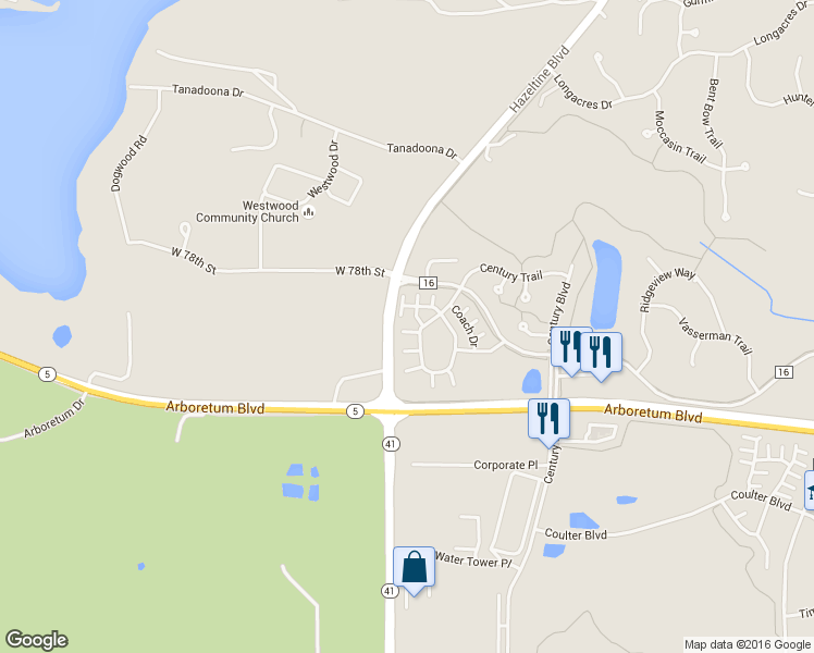 map of restaurants, bars, coffee shops, grocery stores, and more near 2948 Village Circle in Chanhassen