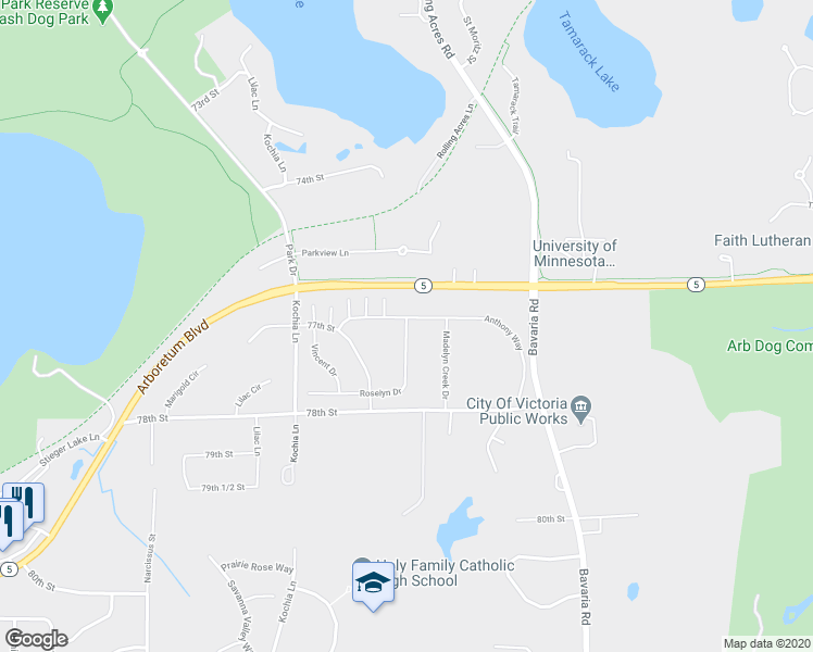 map of restaurants, bars, coffee shops, grocery stores, and more near 837 Roselyn Drive in Victoria