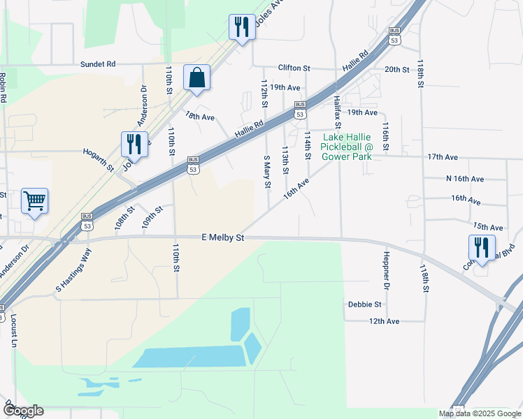 map of restaurants, bars, coffee shops, grocery stores, and more near 1634 112th Street in Chippewa Falls