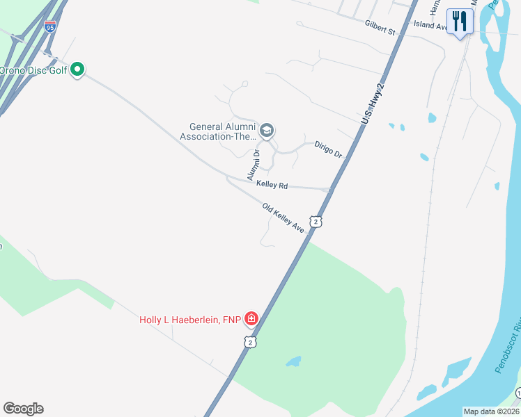 map of restaurants, bars, coffee shops, grocery stores, and more near 15 Old Kelley Avenue in Orono