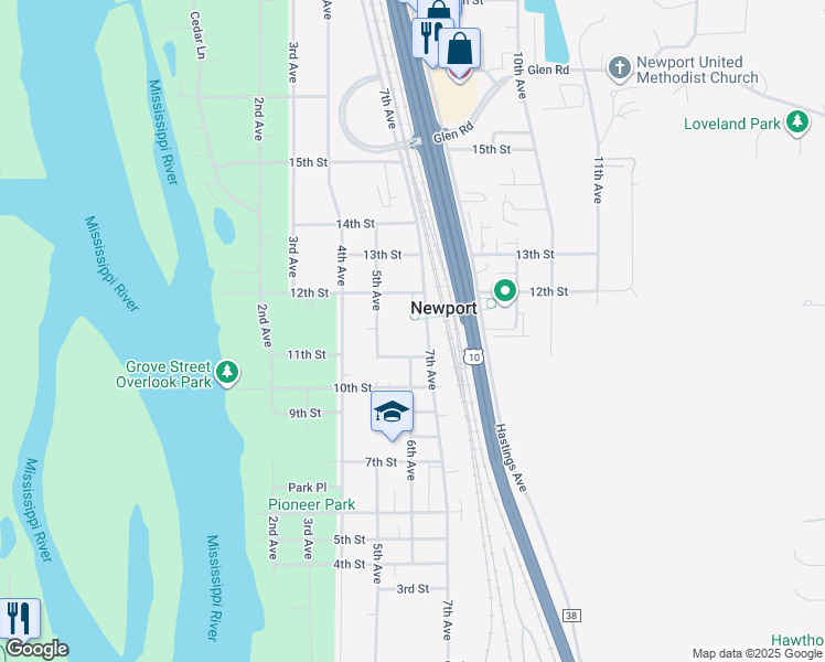 map of restaurants, bars, coffee shops, grocery stores, and more near 1158 5th Avenue in Newport