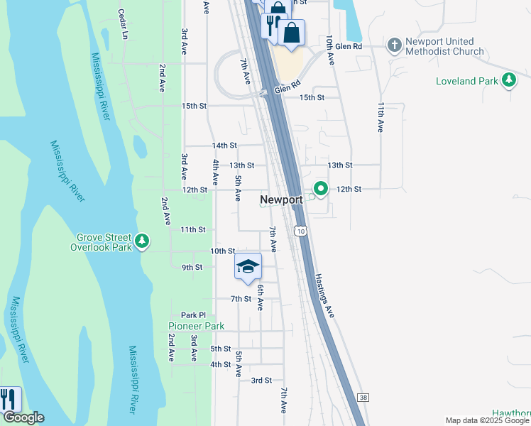 map of restaurants, bars, coffee shops, grocery stores, and more near 1143 7th Avenue in Newport