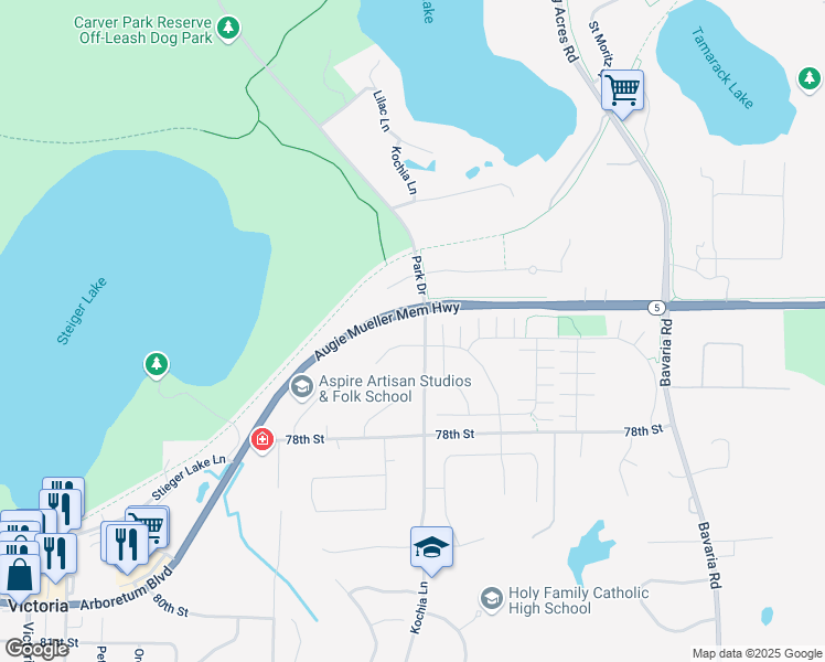 map of restaurants, bars, coffee shops, grocery stores, and more near 7688 77th Place in Victoria