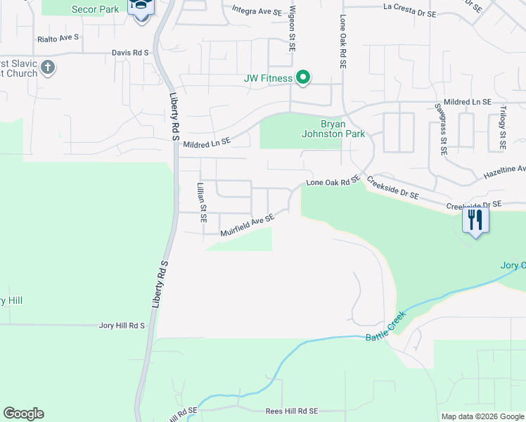 map of restaurants, bars, coffee shops, grocery stores, and more near 6147 Quail Hollow Street Southeast in Salem