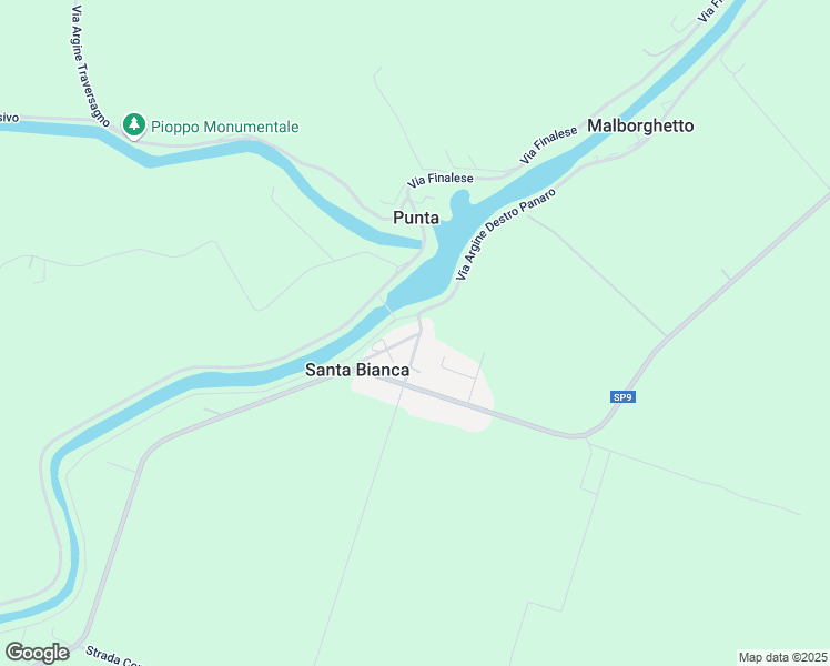 map of restaurants, bars, coffee shops, grocery stores, and more near 55 Via Centrale in Santa Bianca
