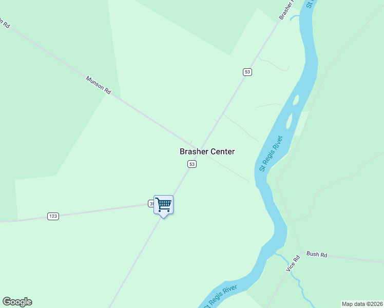 map of restaurants, bars, coffee shops, grocery stores, and more near 921-989 County Road 53 in Brasher Falls