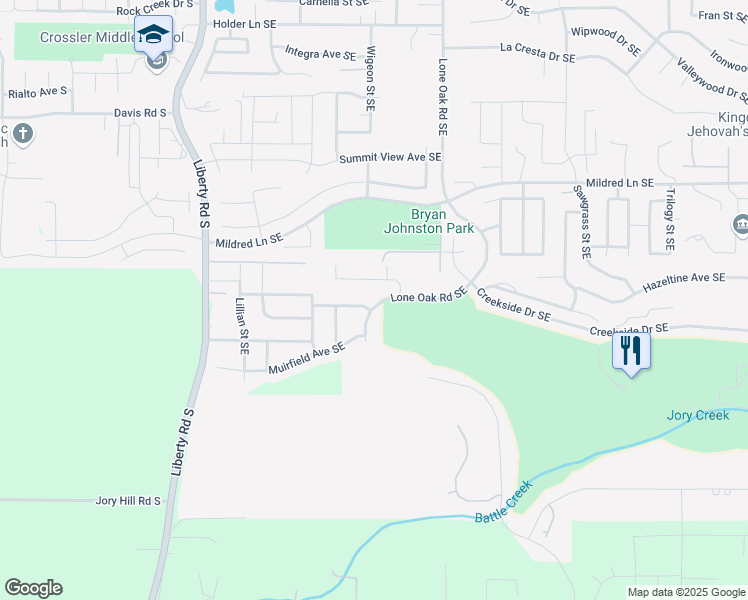 map of restaurants, bars, coffee shops, grocery stores, and more near 302 Kurth Meadow Avenue Southeast in Salem