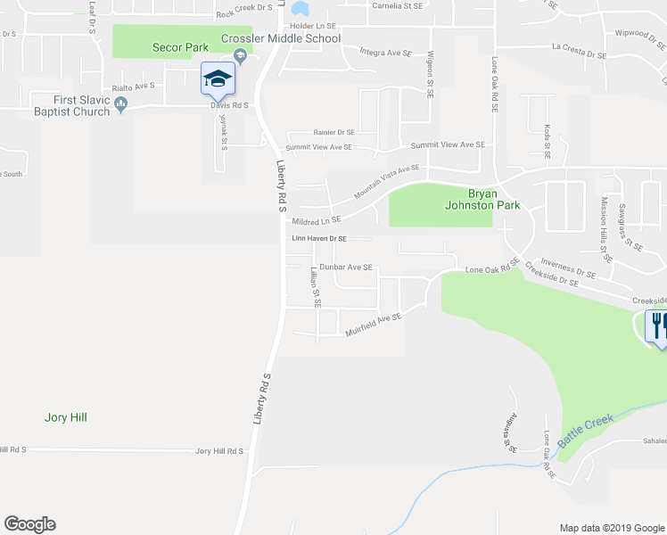 map of restaurants, bars, coffee shops, grocery stores, and more near 6057 Rolletti Drive Southeast in Salem